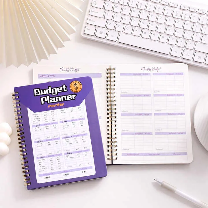 مخطط الميزانية مع ورق منظم للفواتير الشهرية، . Budget Planner with Monthly Bill Organizer Paper,