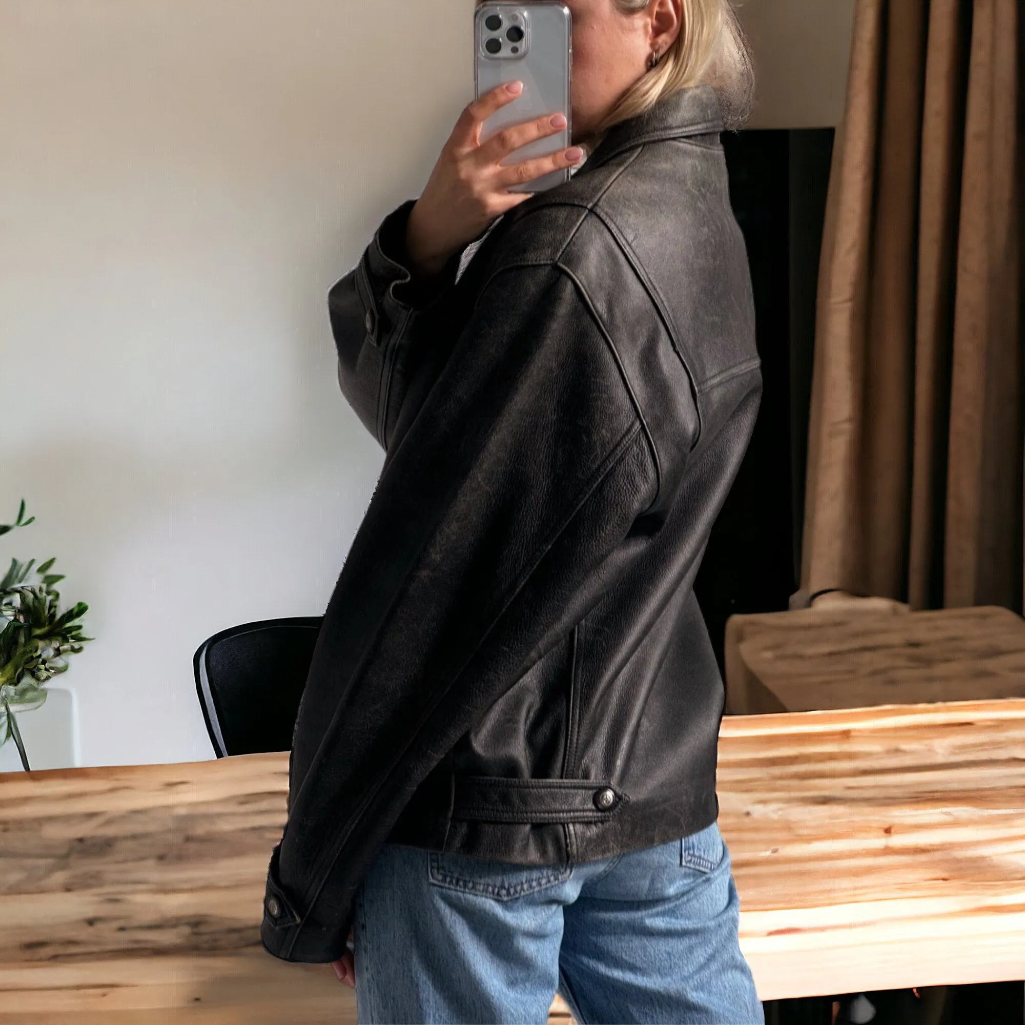 90's Womens Vintage Oversized Straight Jacket, ladies leather jacket, ladies biker jacket, bomber jacket, valentines day gift