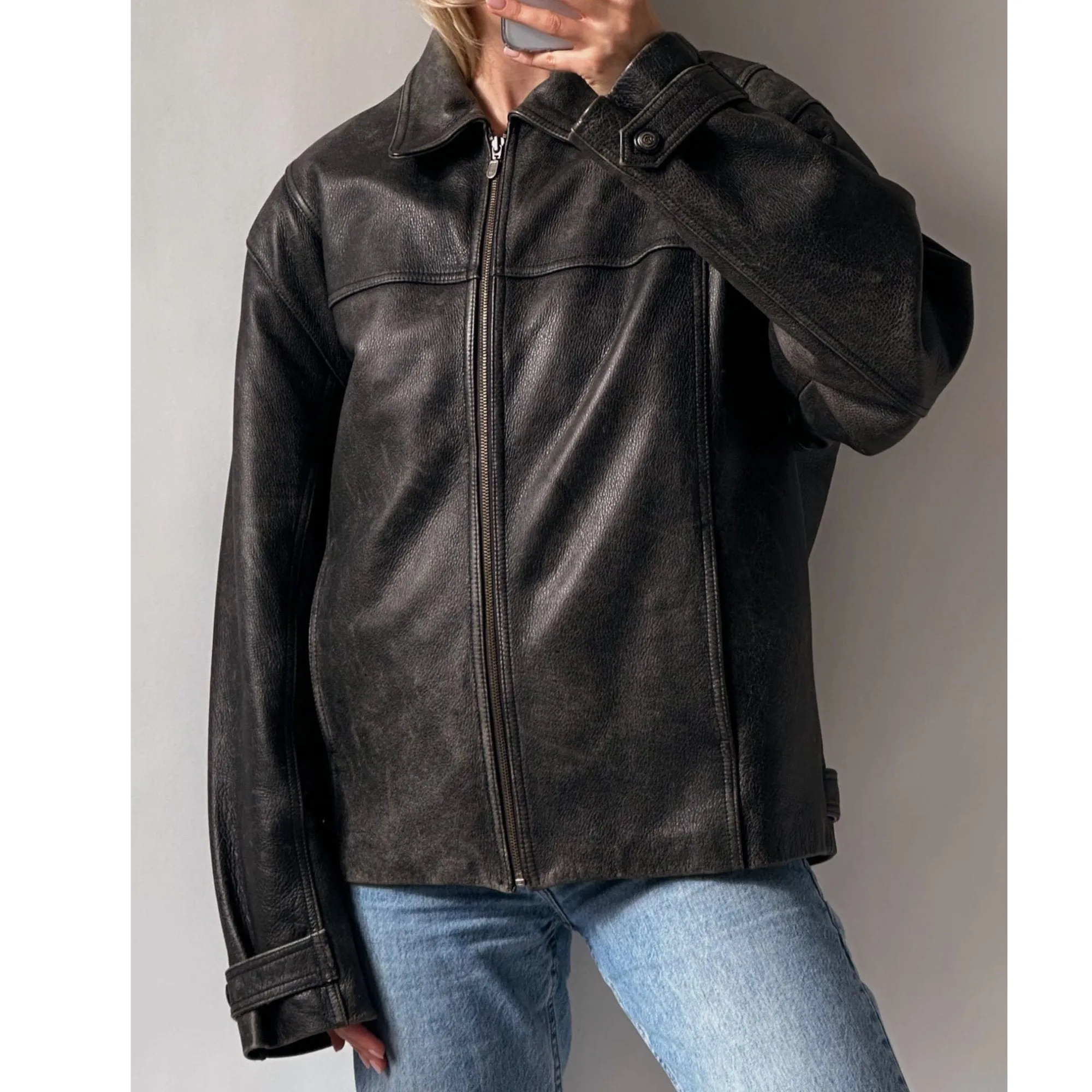 90's Womens Vintage Oversized Straight Jacket, ladies leather jacket, ladies biker jacket, bomber jacket, valentines day gift