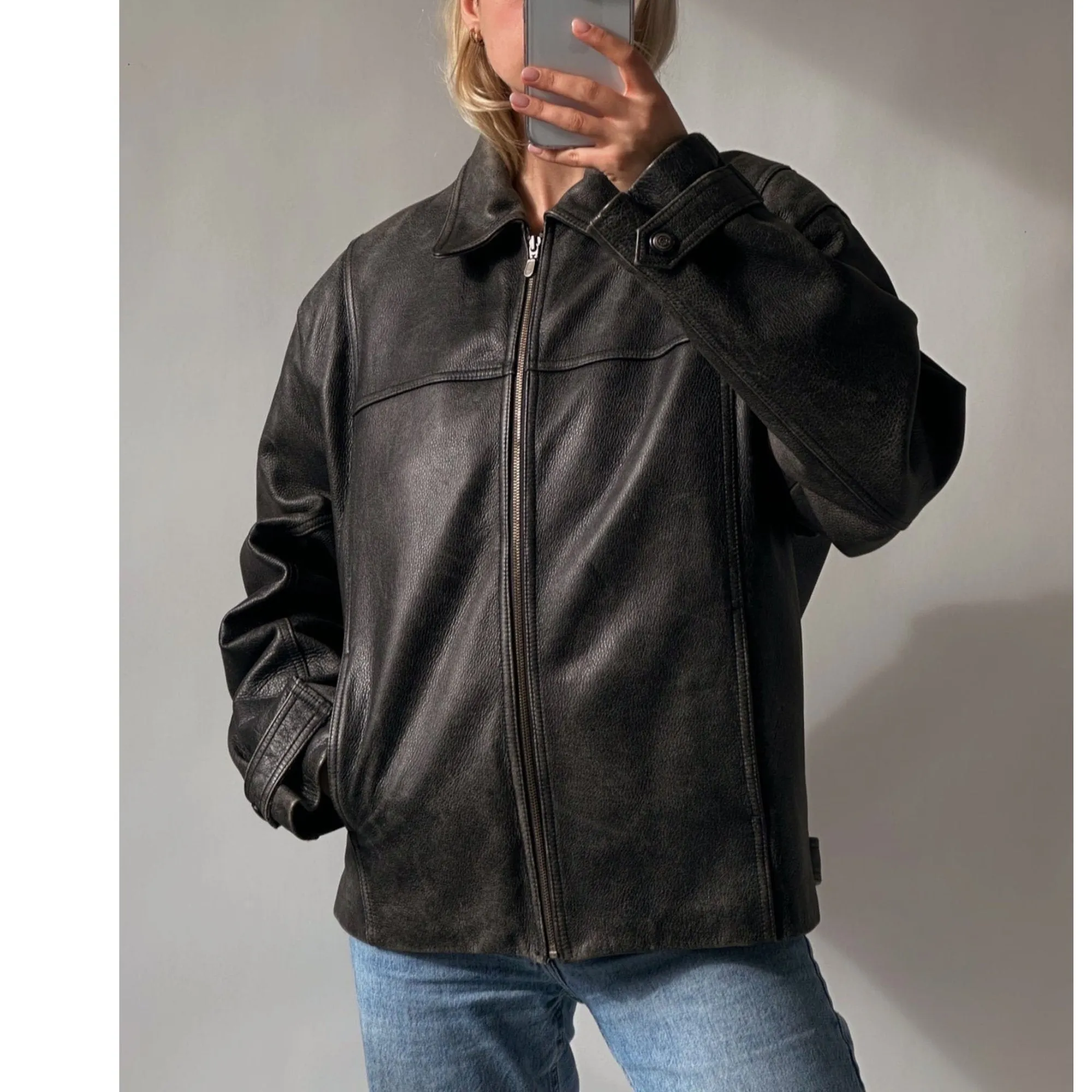 90's Womens Vintage Oversized Straight Jacket, ladies leather jacket, ladies biker jacket, bomber jacket, valentines day gift