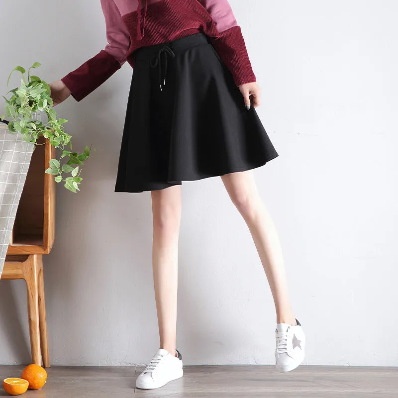 A-Line Women Skirt Summer High Waist Elegant Loose Flare Casual Sporty Chic Stretchable Skirt