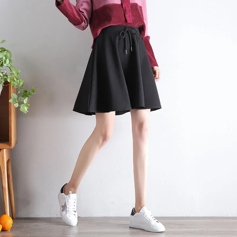 A-Line Women Skirt Summer High Waist Elegant Loose Flare Casual Sporty Chic Stretchable Skirt