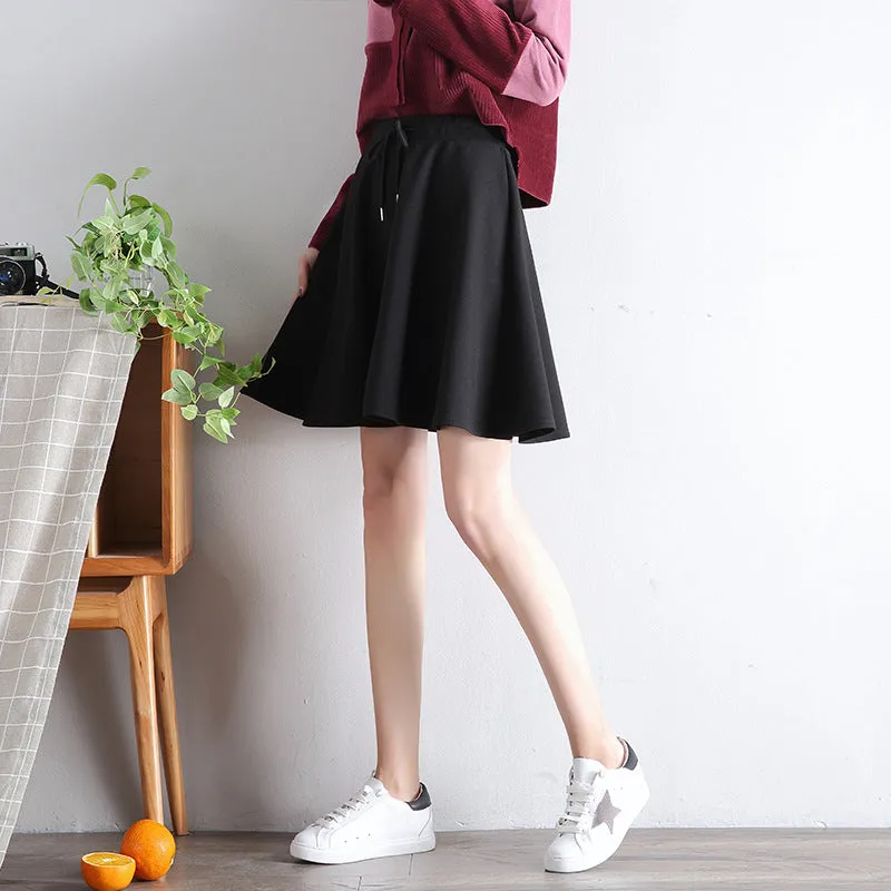A-Line Women Skirt Summer High Waist Elegant Loose Flare Casual Sporty Chic Stretchable Skirt