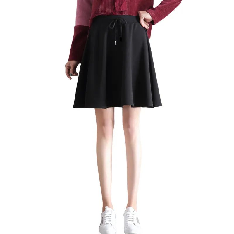 A-Line Women Skirt Summer High Waist Elegant Loose Flare Casual Sporty Chic Stretchable Skirt