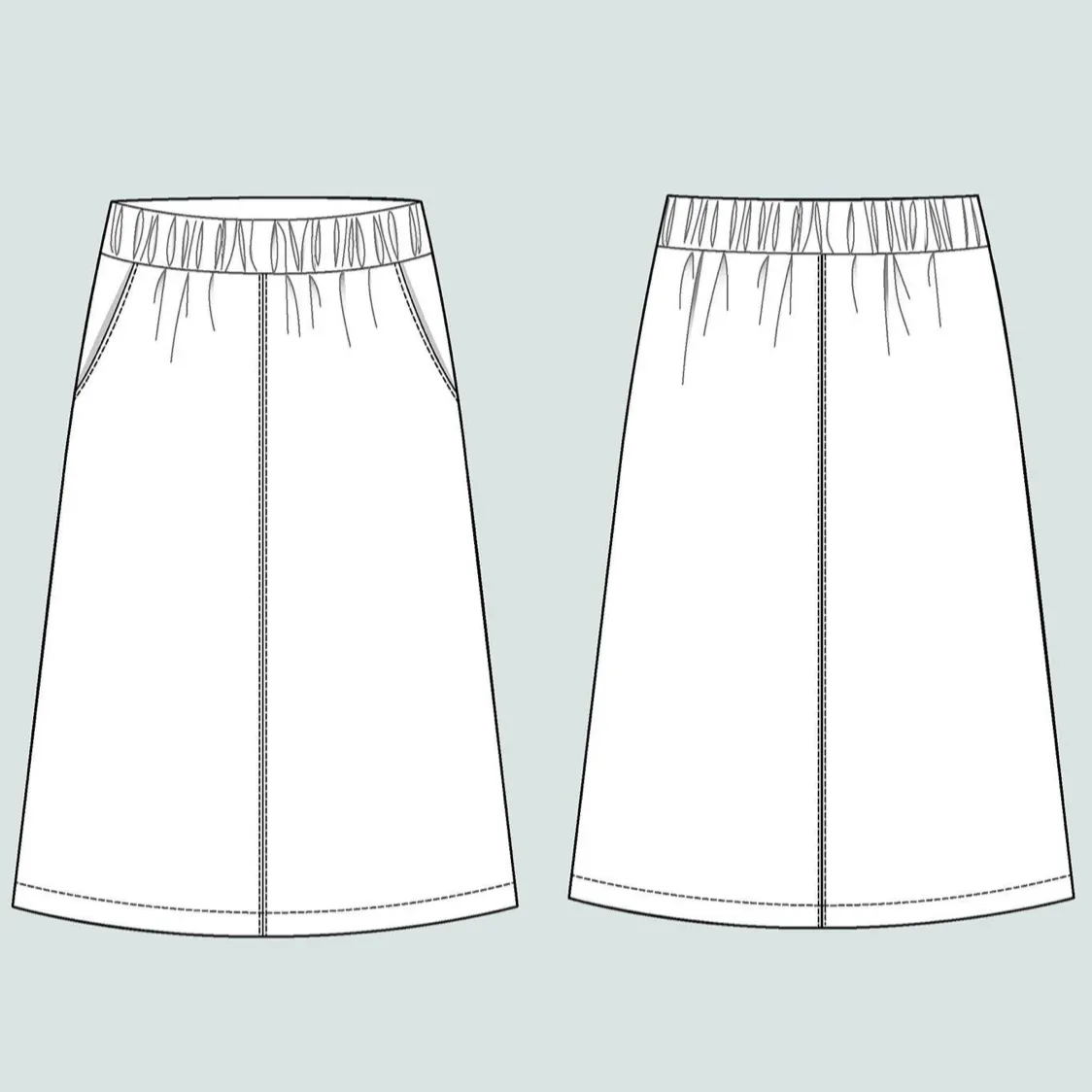 Assembly Line A-Line Midi Skirt, 2 size ranges