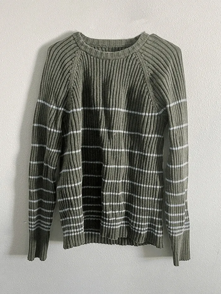 Back To School Sonicelife Striped Ribbed Pullover Knit Sweater