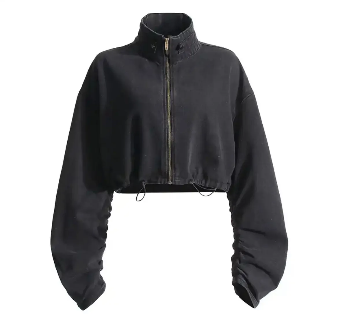Baseball Style Denim Jacket With Zip Front