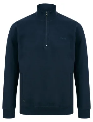 Bloomfield Quarter Zip Funnel Neck Pullover Sweat in Sky Captain Navy - Tokyo Laundry