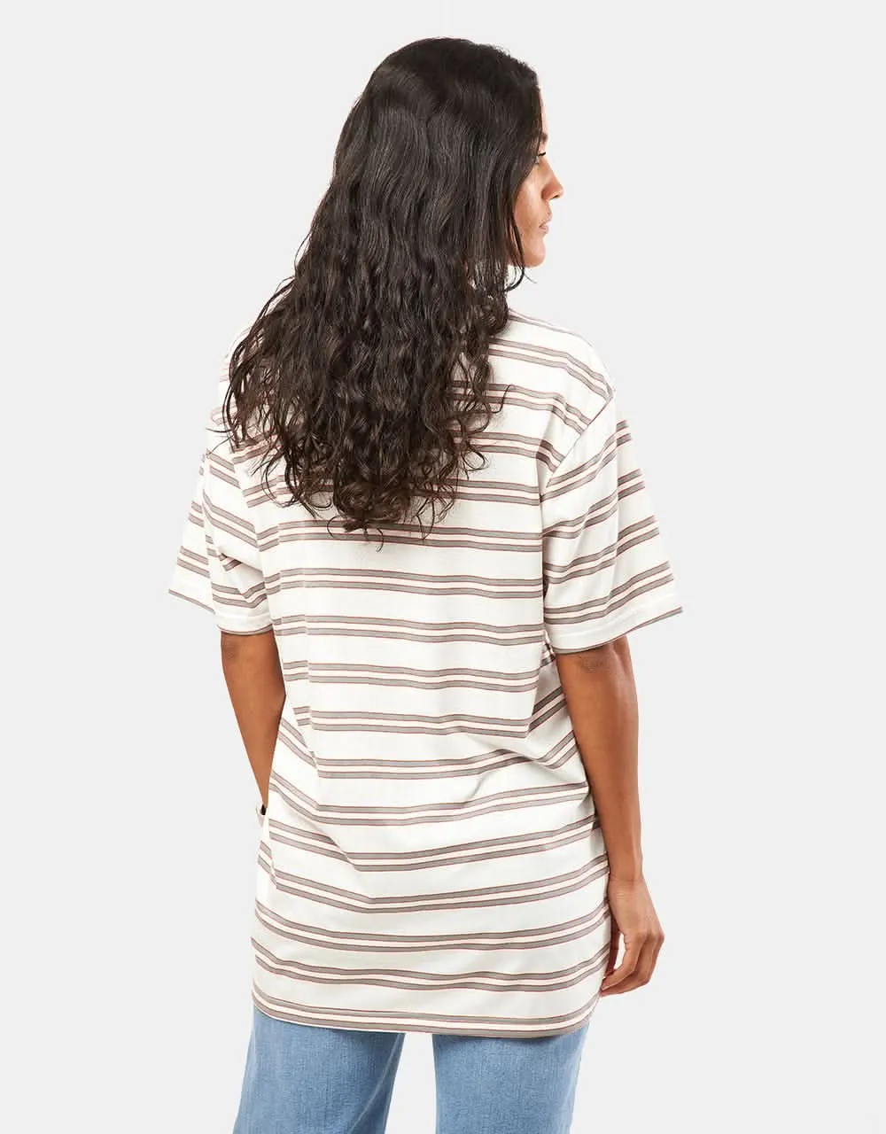Brixton Hilt Stith Striped T-Shirt - Whitecap/Chinois Green