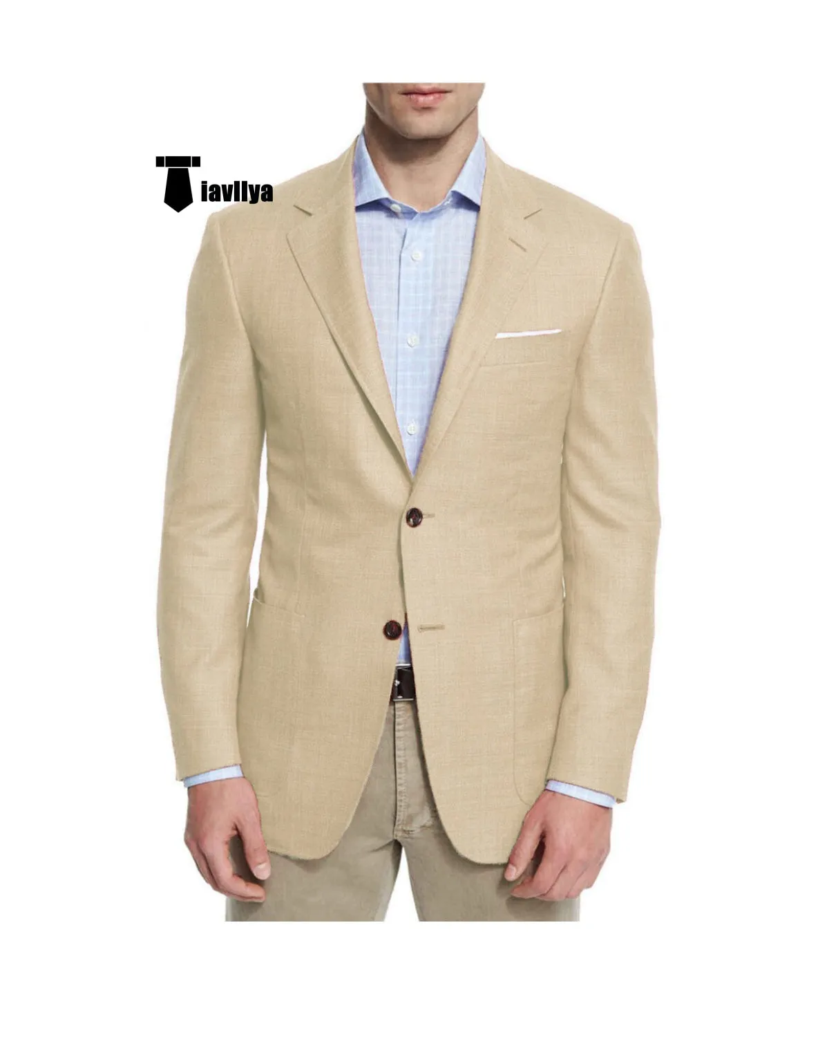 Bussines Men's 2 Pieces Mens Blazer Notch Lapel Linen For Wedding