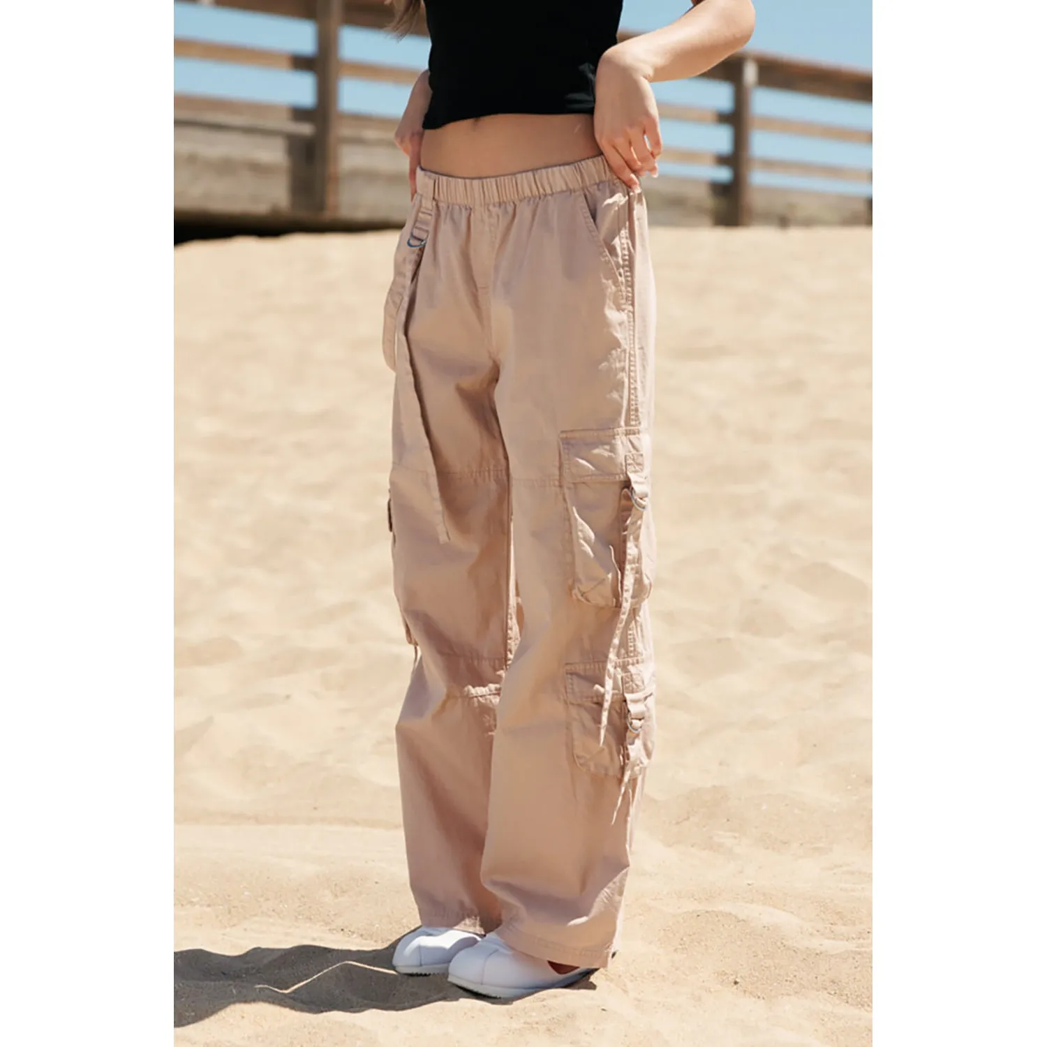 Cargo Parachute Pull On Pants - Almond