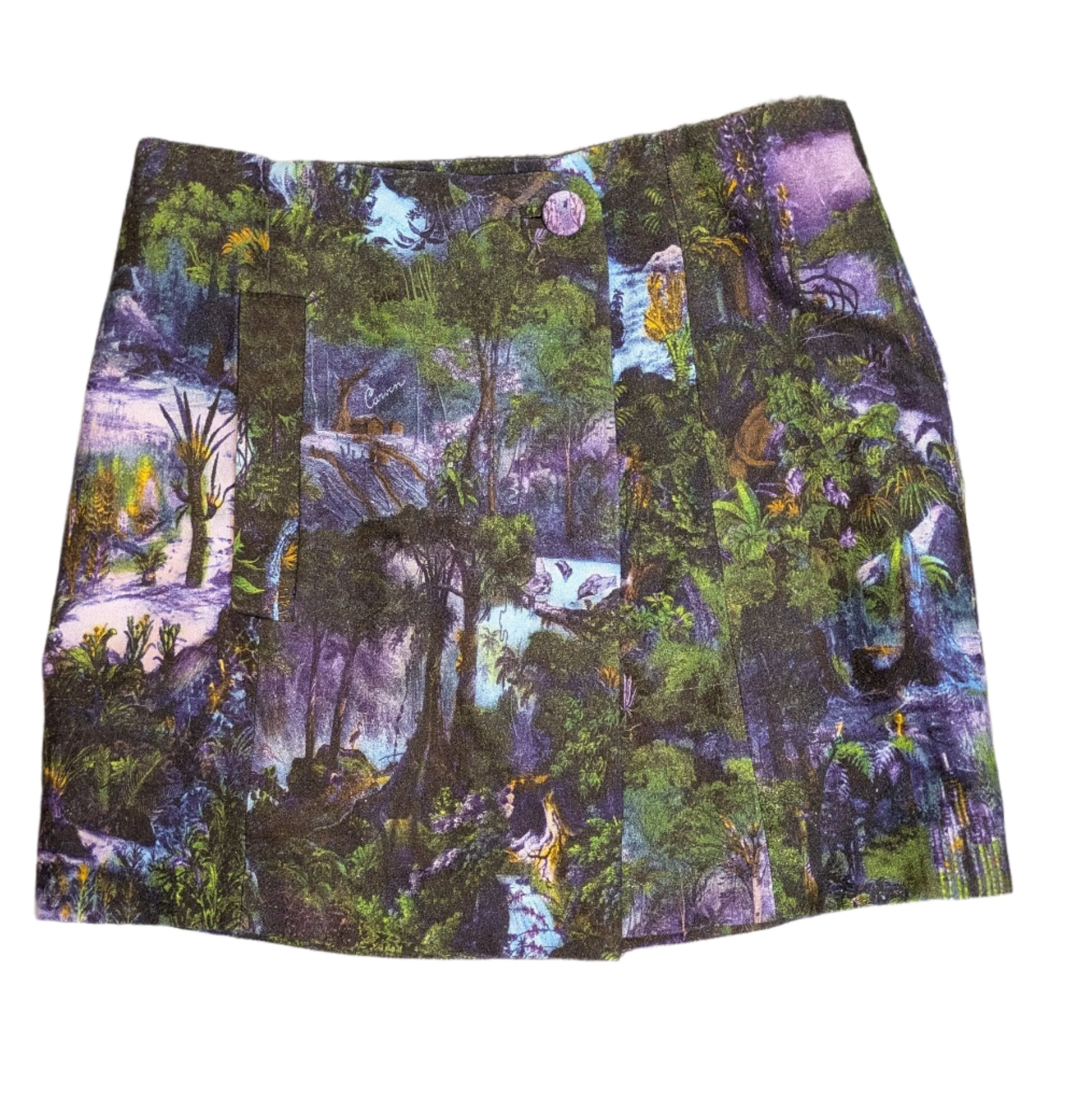 Carven Short Wrap Skirt 'Nuit' Jungle Forest Print
