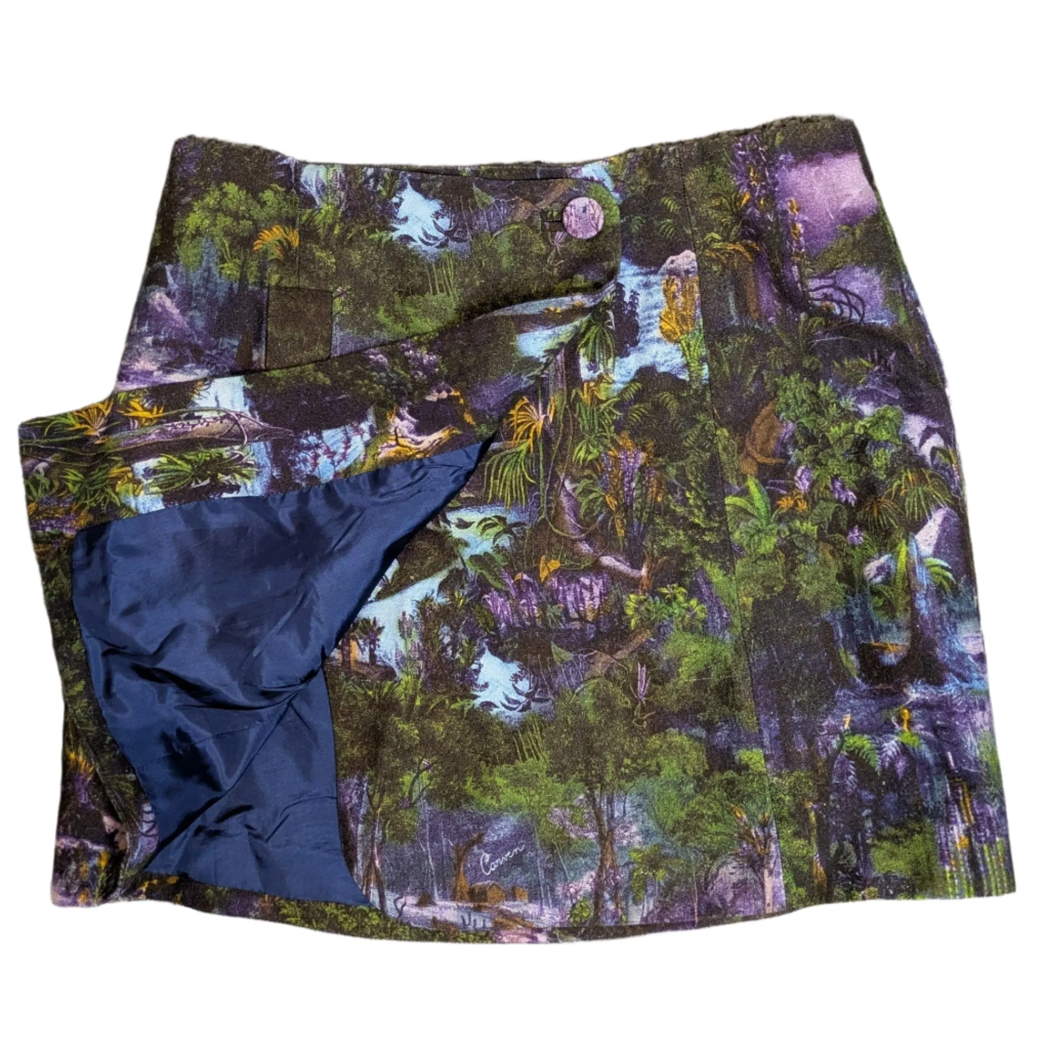 Carven Short Wrap Skirt 'Nuit' Jungle Forest Print
