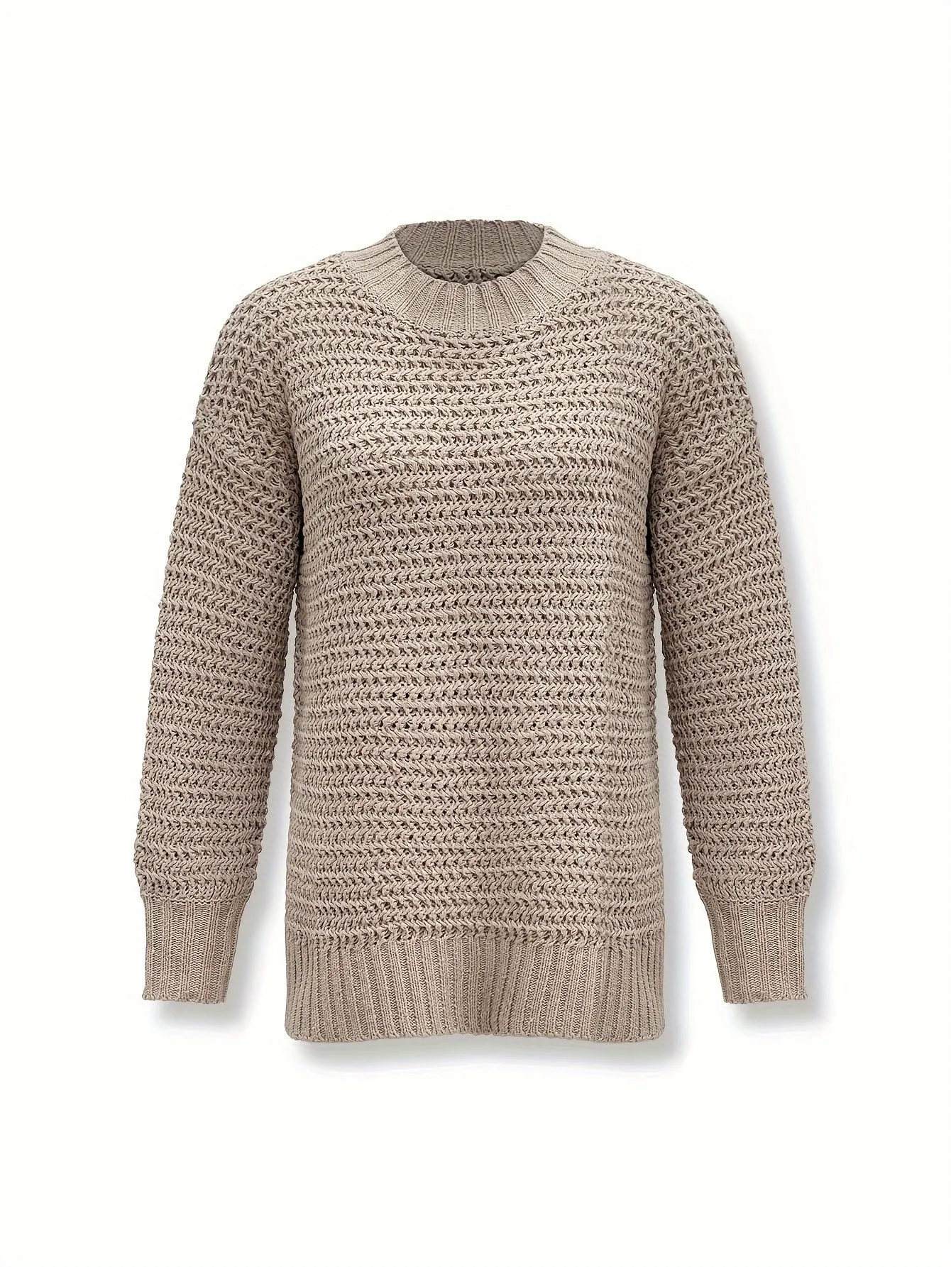 Casual Cotton Solid Turtle Neck Pullover Sweater with Split Long Sleeves for Women | Ideal for Spring
