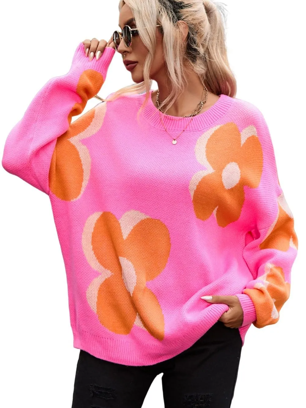Casual Floral Knit