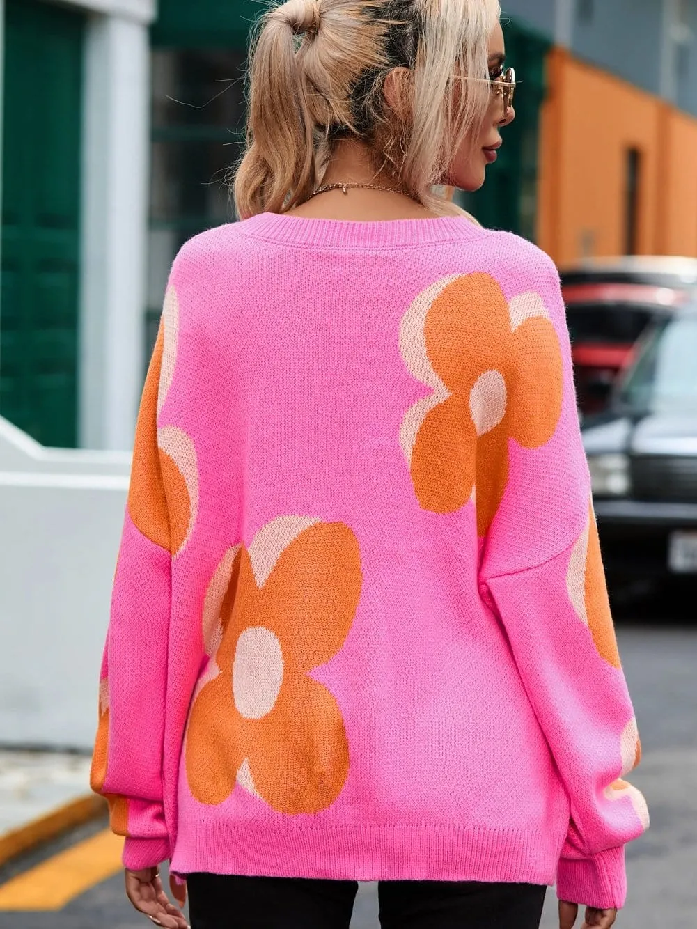 Casual Floral Knit