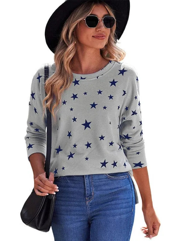 Casual Round Neck Sweater With Printed Design For Women