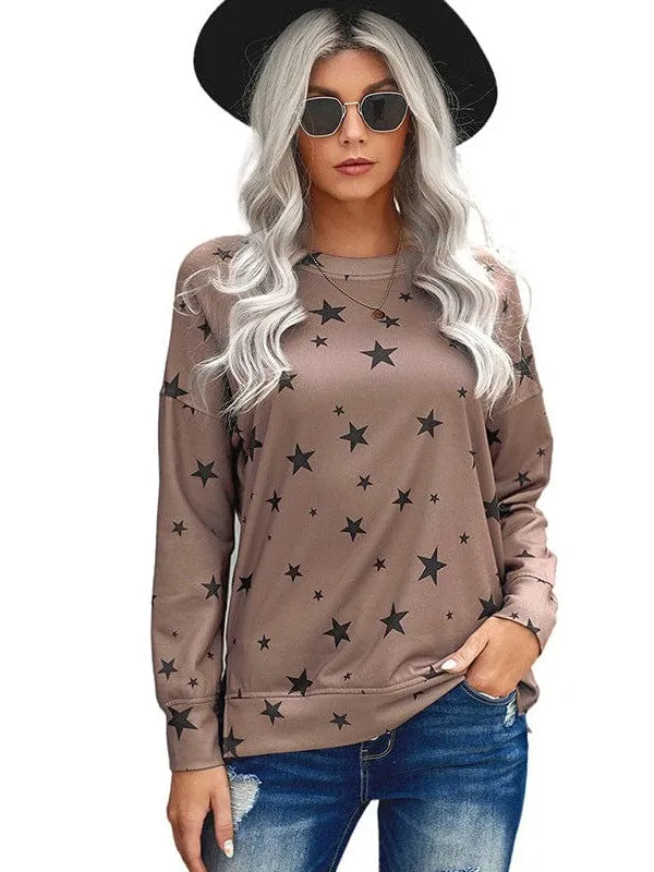 Casual Round Neck Sweater With Printed Design For Women