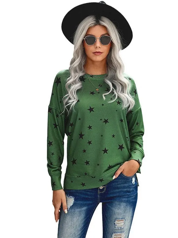 Casual Round Neck Sweater With Printed Design For Women