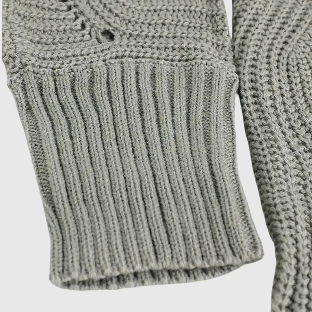 Casual Solid Crew Neck Cutout Hem Knit Pullover Sweater