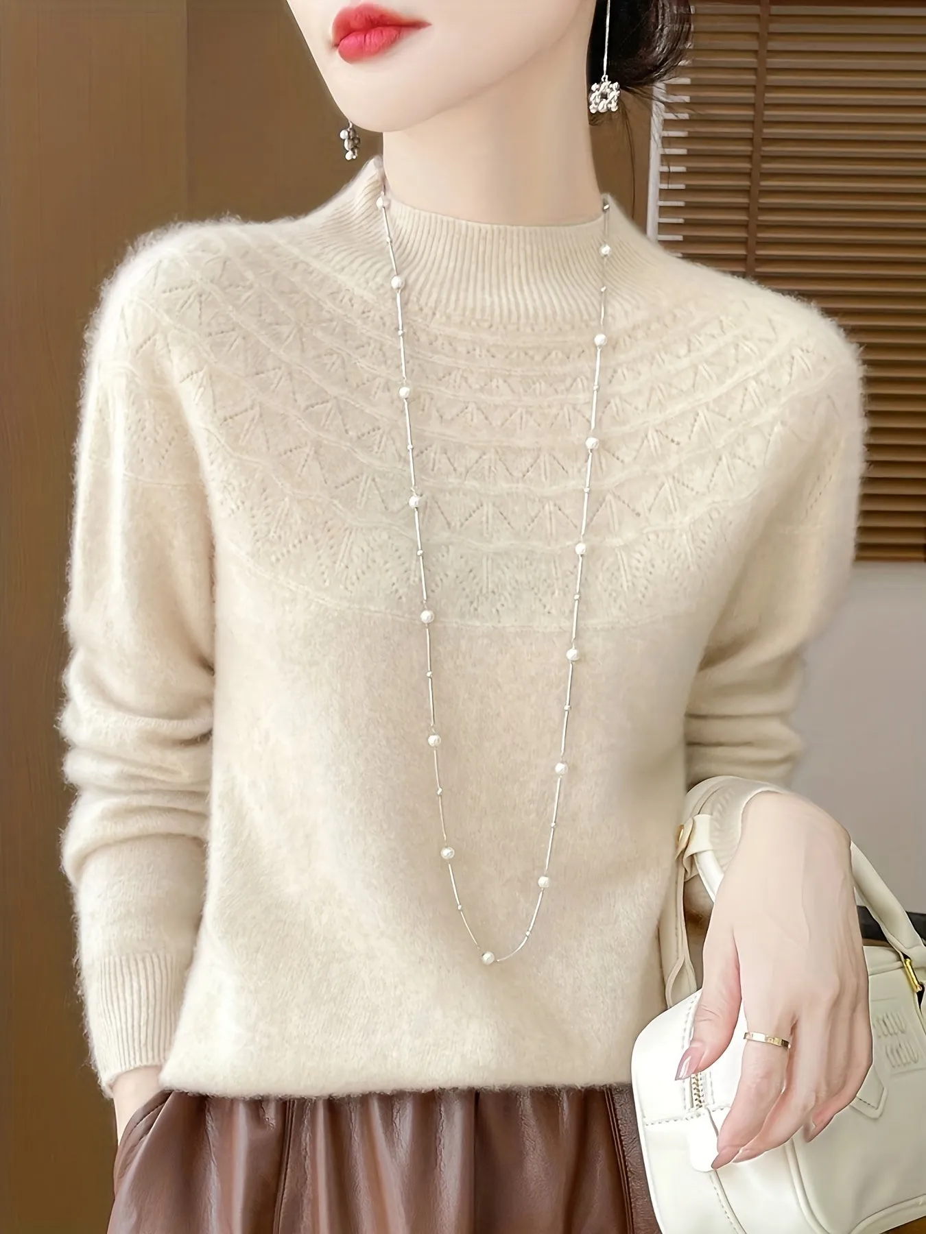 Casual Wool Knit Pullover Sweater for Women | Ideal for Winter