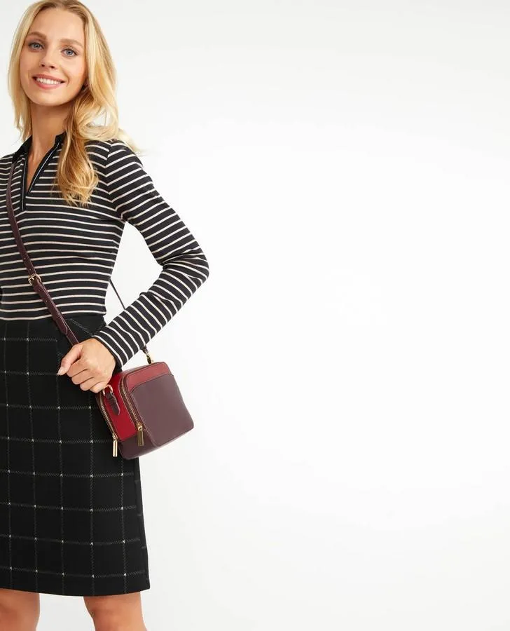 Checked Ponte A-Line Skirt