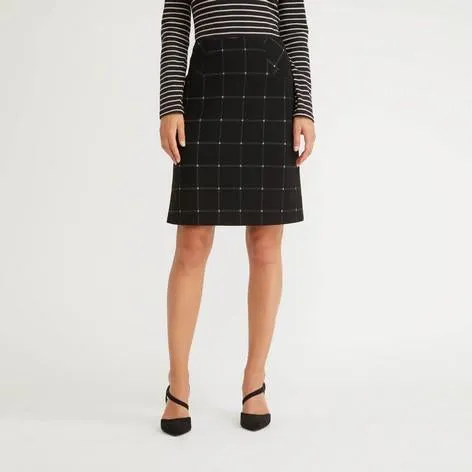 Checked Ponte A-Line Skirt