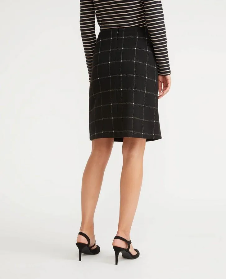 Checked Ponte A-Line Skirt
