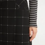 Checked Ponte A-Line Skirt