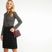 Checked Ponte A-Line Skirt