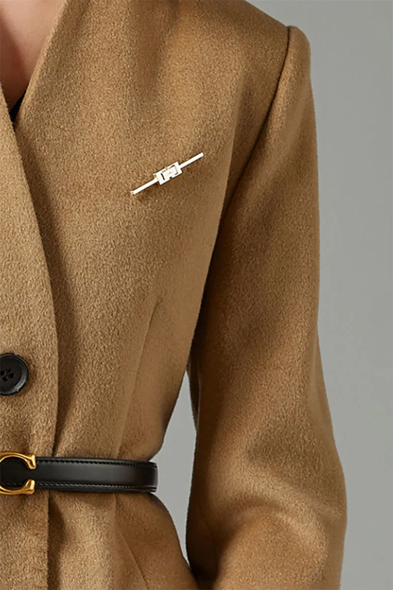 Collarless Single-Breasted Cashmere-Wool Blazer with Belt