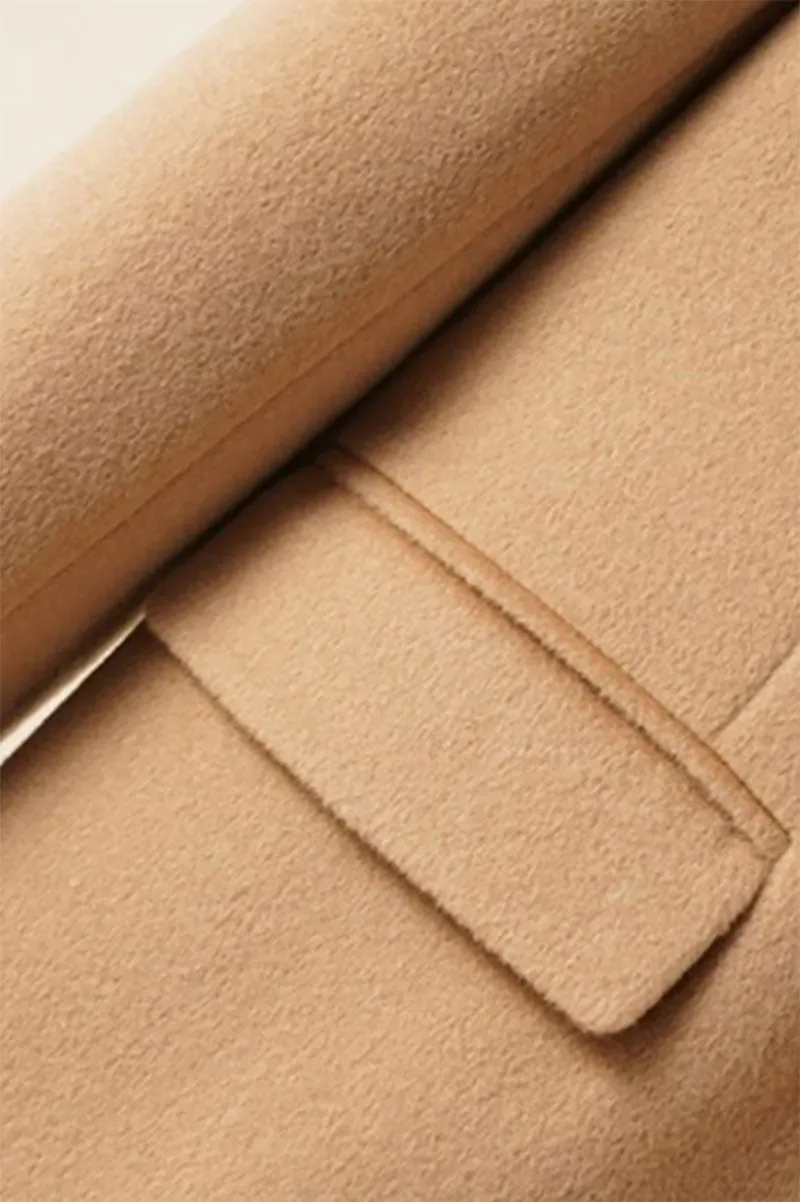 Collarless Single-Breasted Cashmere-Wool Blazer with Belt