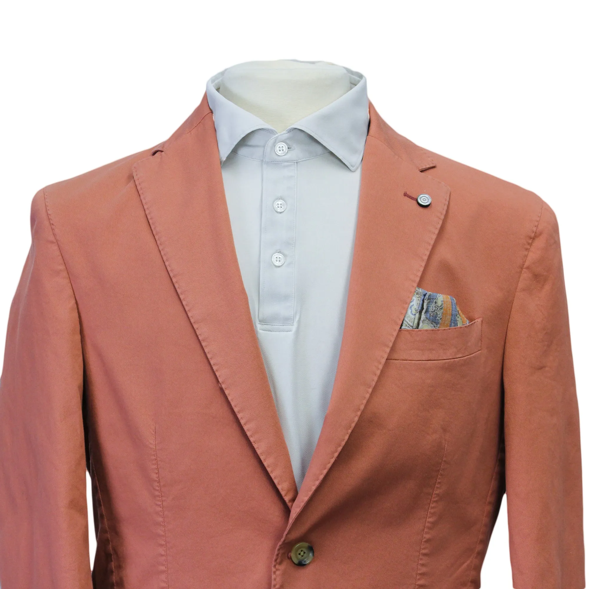 Coral Orange Eames Modern Fit Unconstructed Cotton Stretch Jacket - Jack Victor