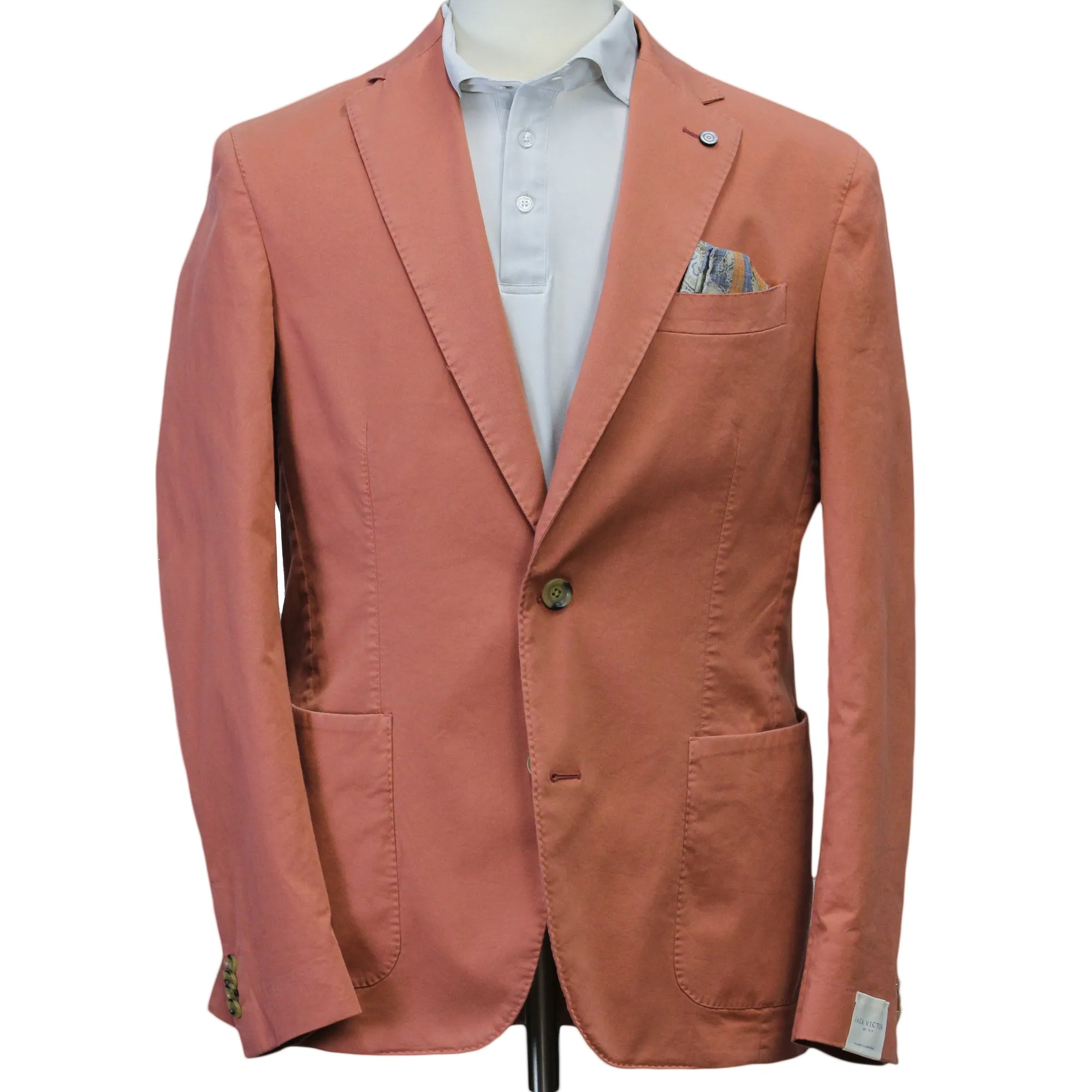 Coral Orange Eames Modern Fit Unconstructed Cotton Stretch Jacket - Jack Victor