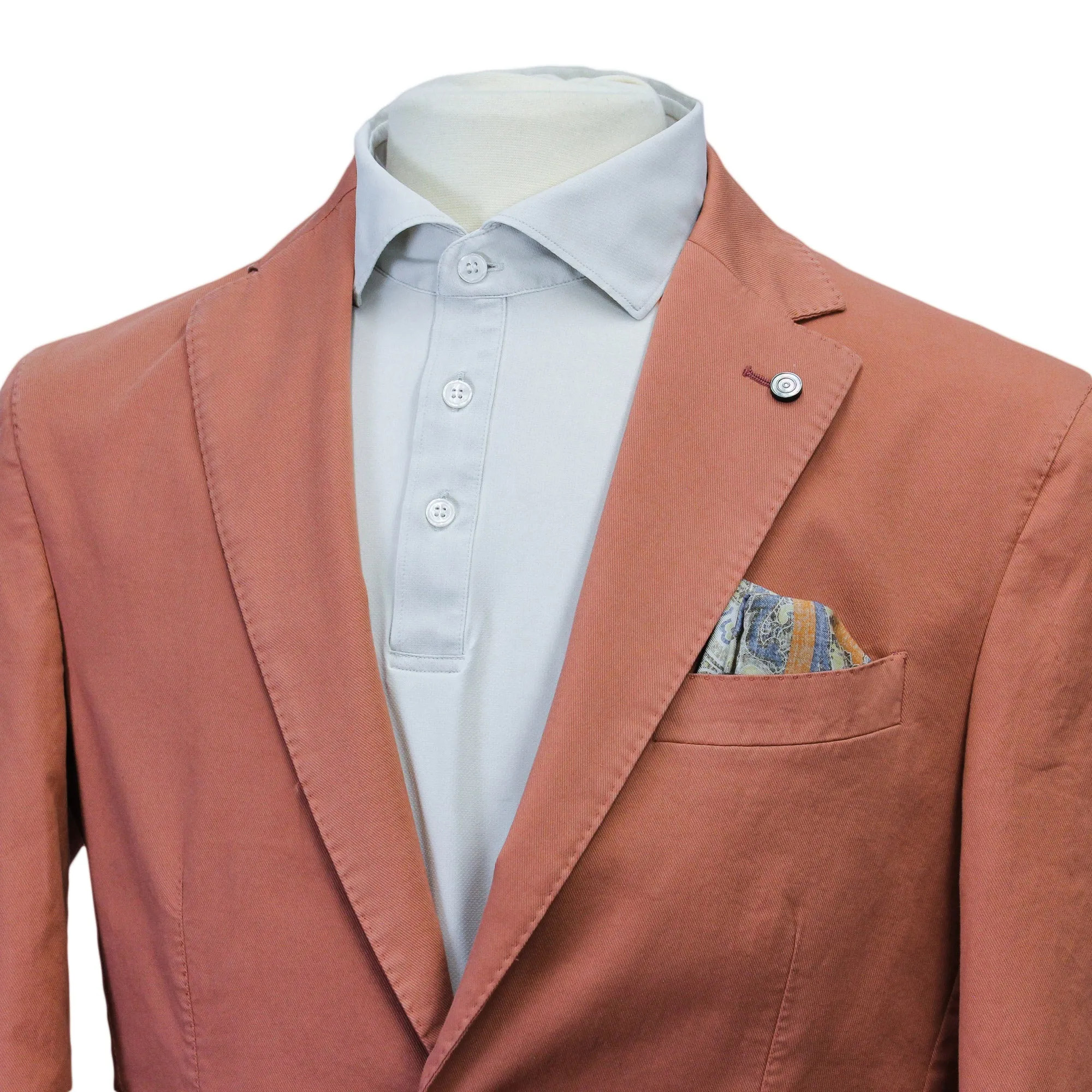 Coral Orange Eames Modern Fit Unconstructed Cotton Stretch Jacket - Jack Victor