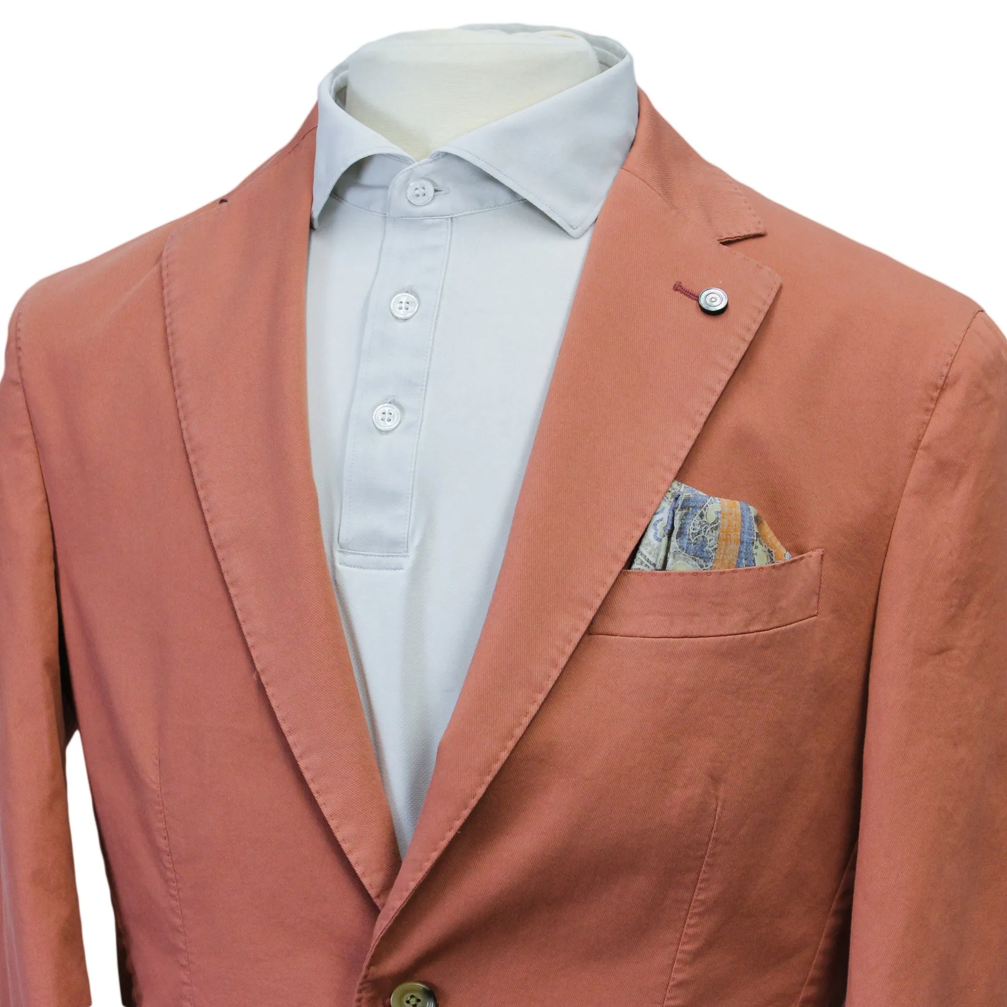 Coral Orange Eames Modern Fit Unconstructed Cotton Stretch Jacket - Jack Victor