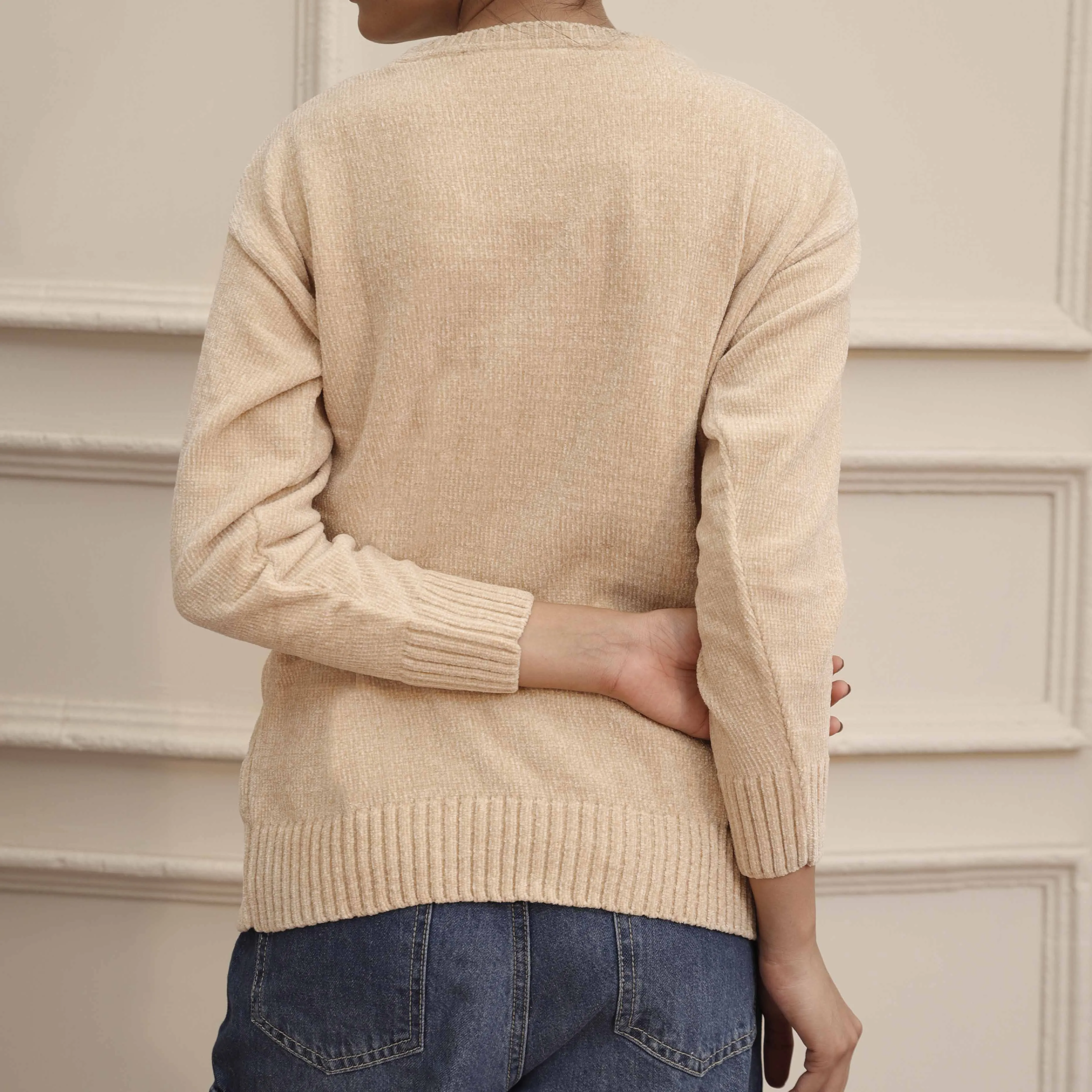 Cream Velvet Winter Sweater PW4828