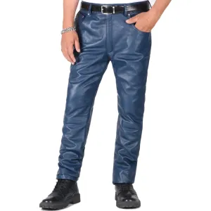 Delara Men's Red Leather Jogger Pants