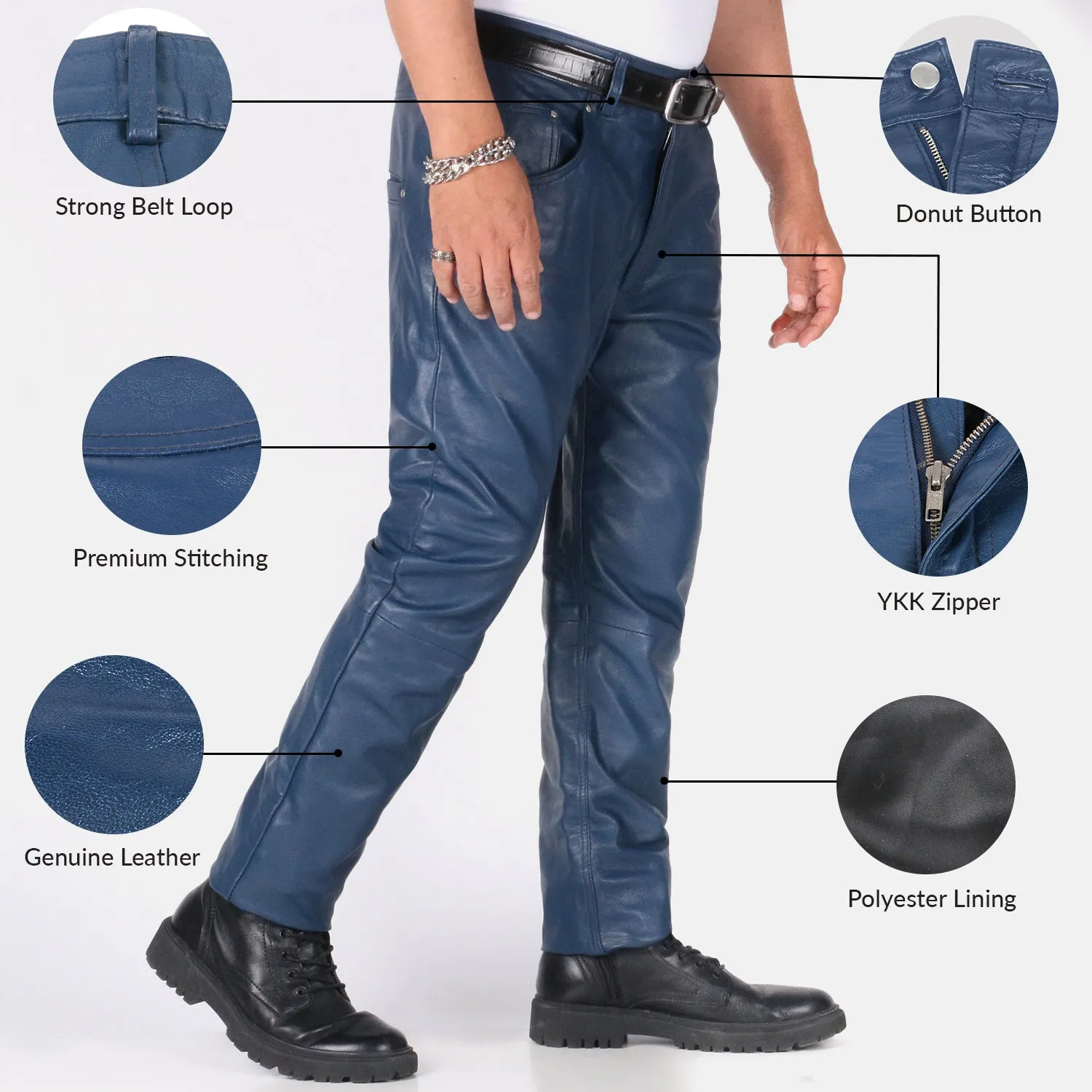 Delara Men's Red Leather Jogger Pants
