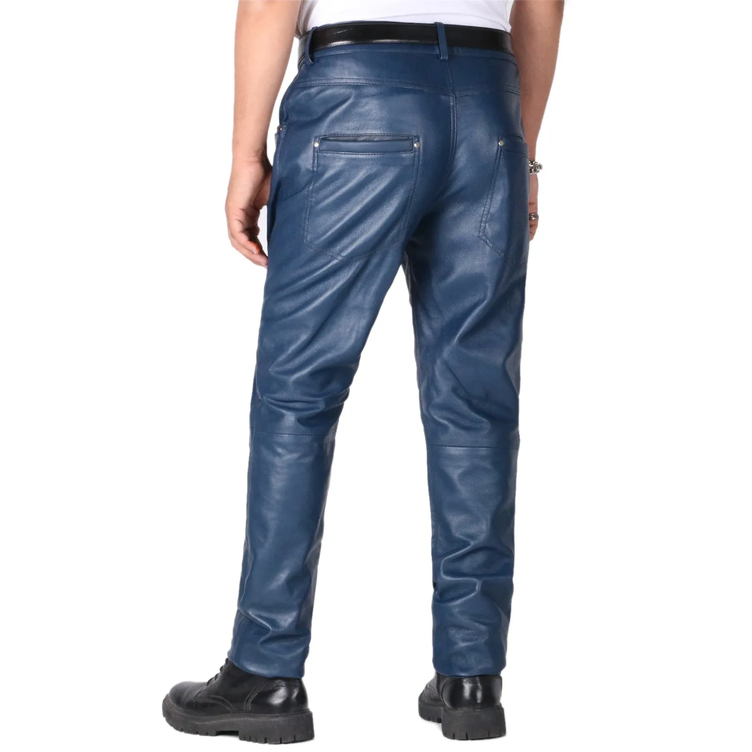 Delara Men's Red Leather Jogger Pants