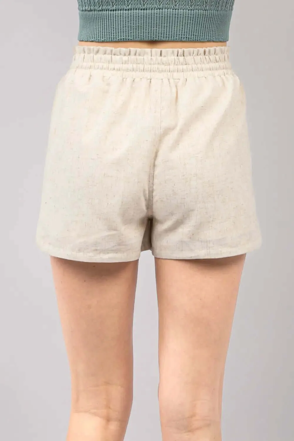 Drawstring Elastic Waist Linen Shorts by VERY J
