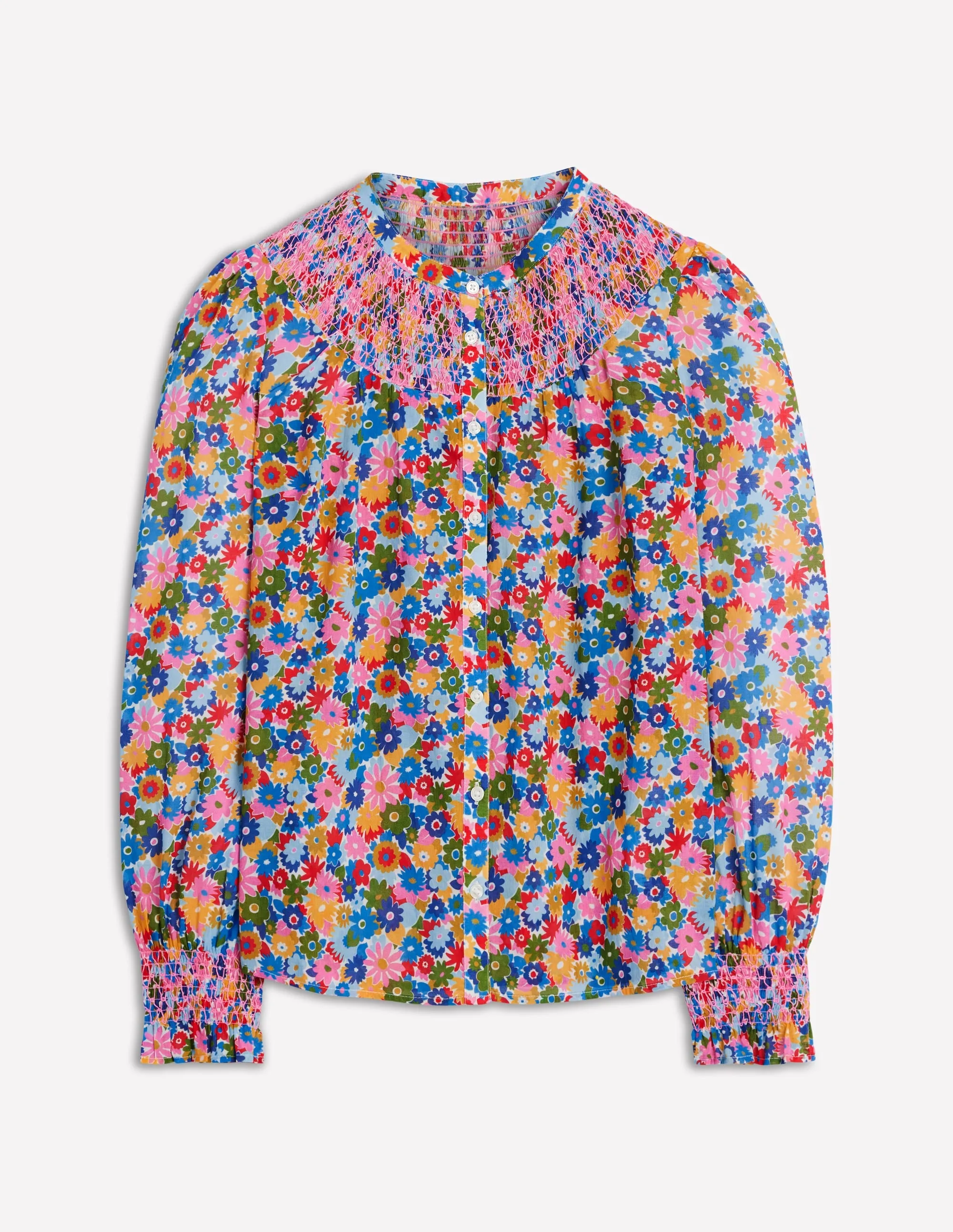 Effie Smocked Blouse-Multi, Paintbox Ditsy