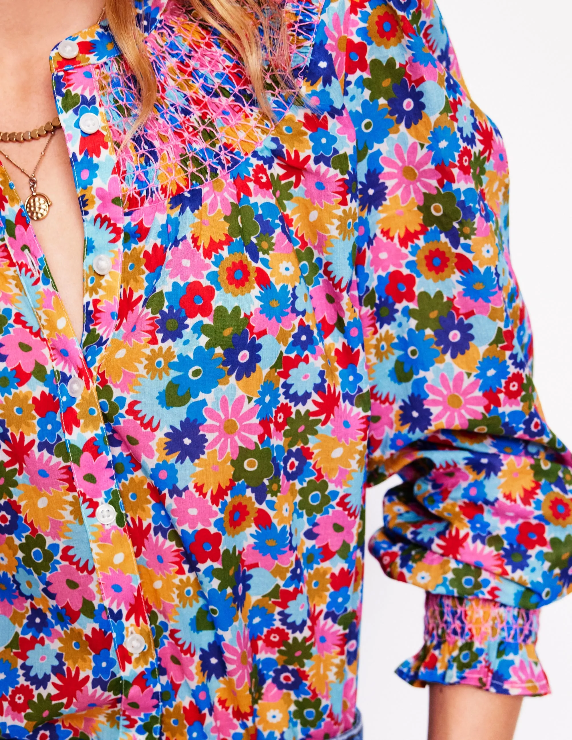 Effie Smocked Blouse-Multi, Paintbox Ditsy
