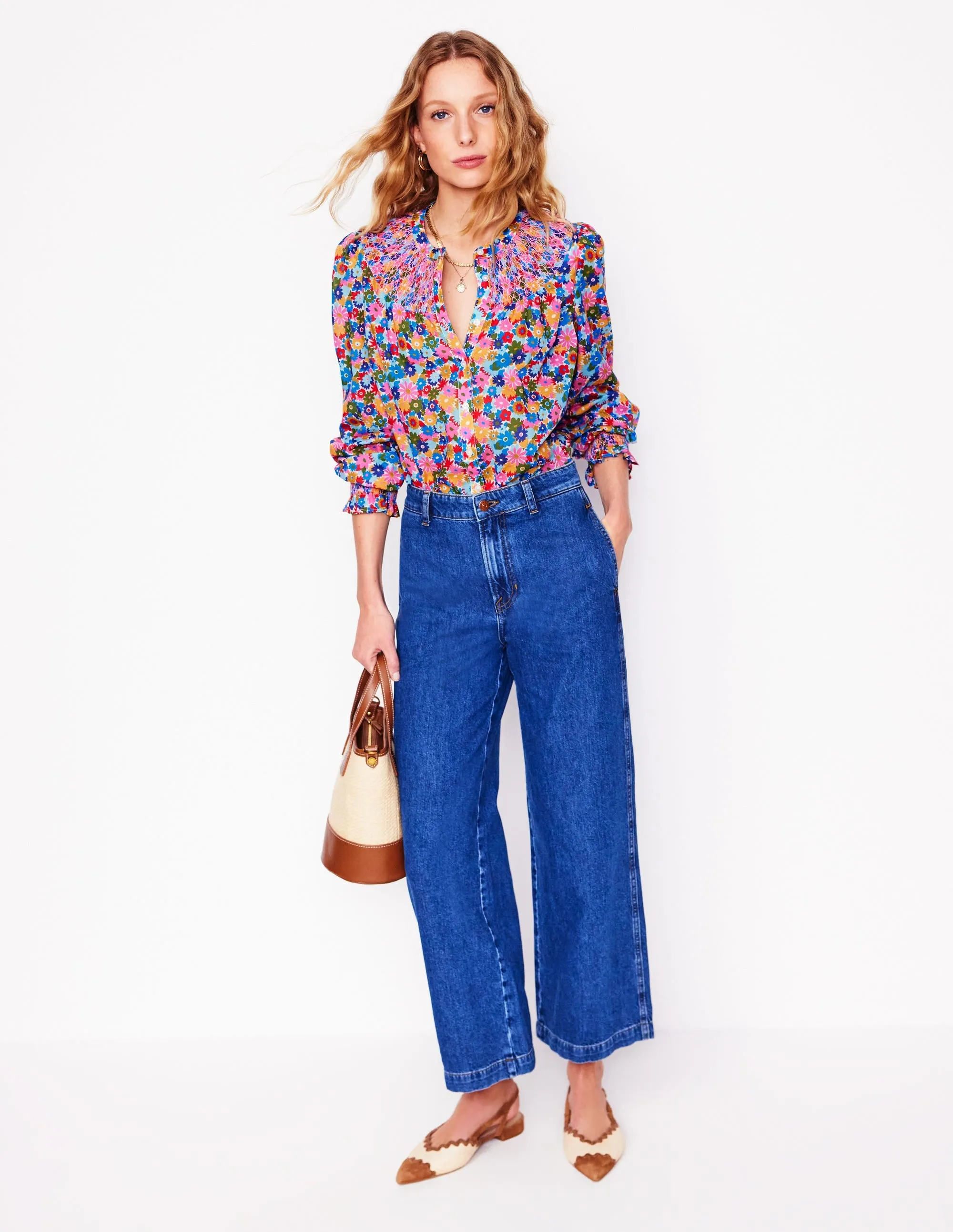 Effie Smocked Blouse-Multi, Paintbox Ditsy