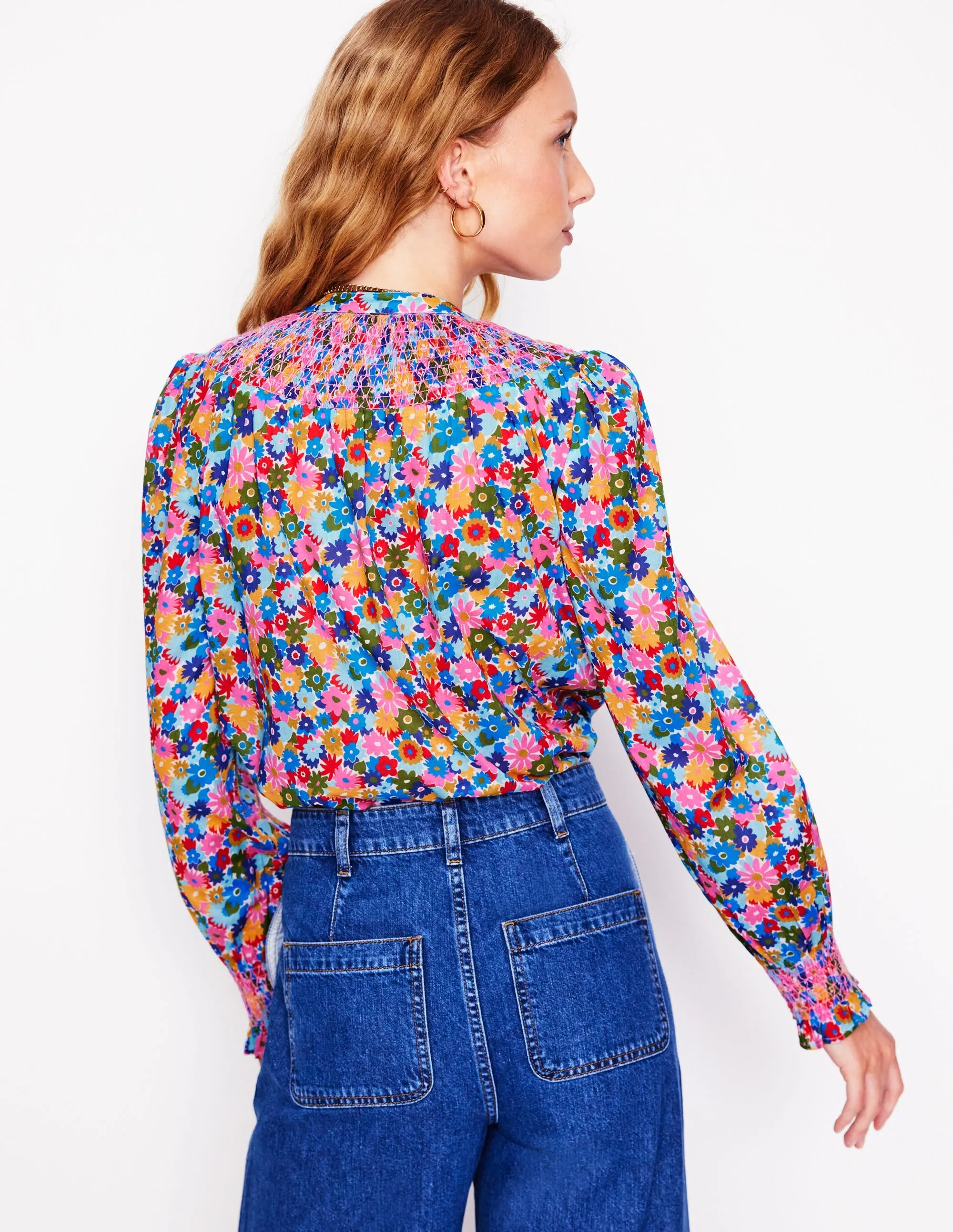 Effie Smocked Blouse-Multi, Paintbox Ditsy