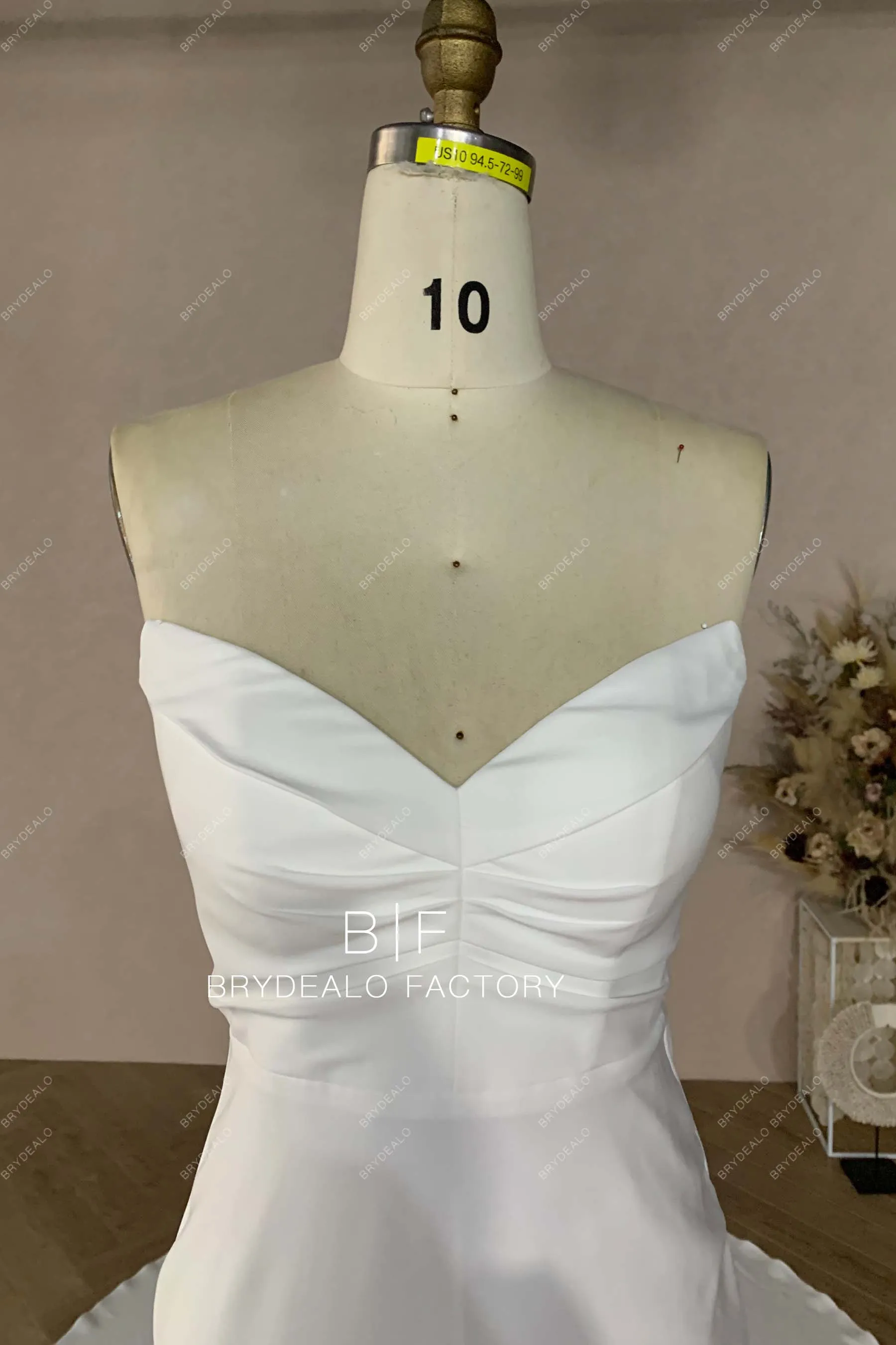 Elegant Crepe Mermaid Wedding Dress with Chapel Train