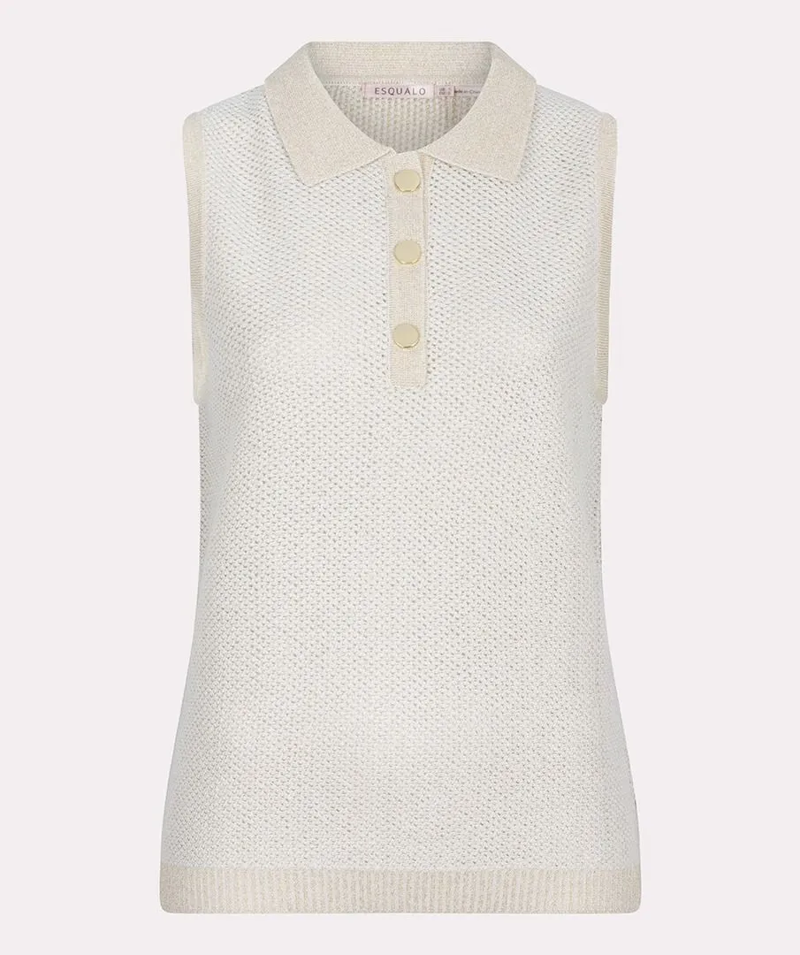 Esqualo 'Sleeveless Polo W/ Metallic Knit'