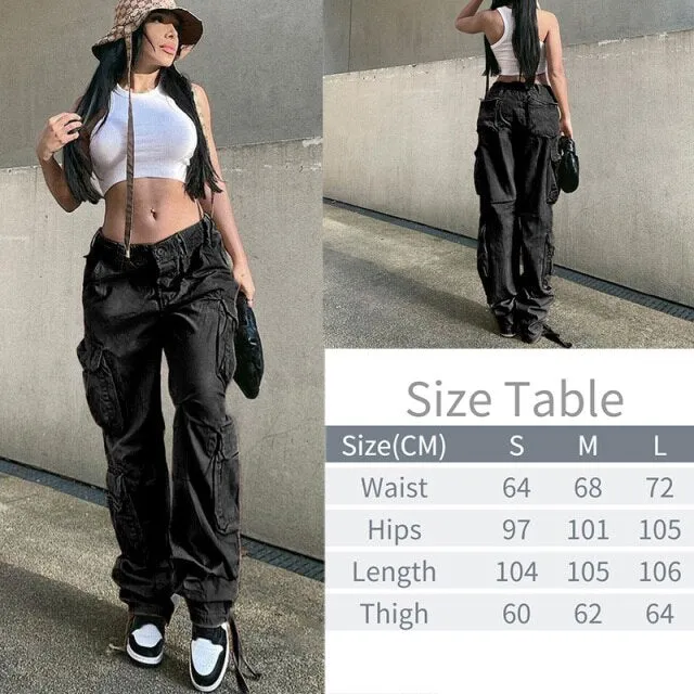 FashionSierra - Y2K High Waist Cargo Pants Womens Baggy Pants