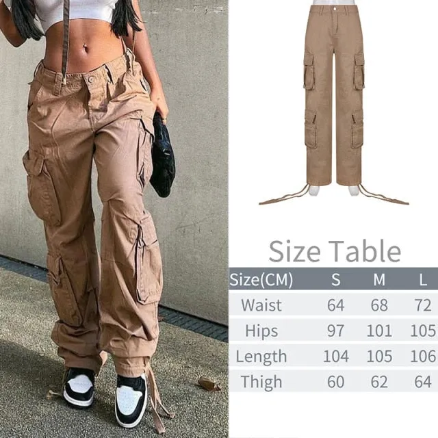 FashionSierra - Y2K High Waist Cargo Pants Womens Baggy Pants