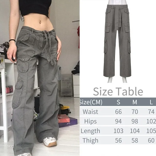 FashionSierra - Y2K High Waist Cargo Pants Womens Baggy Pants